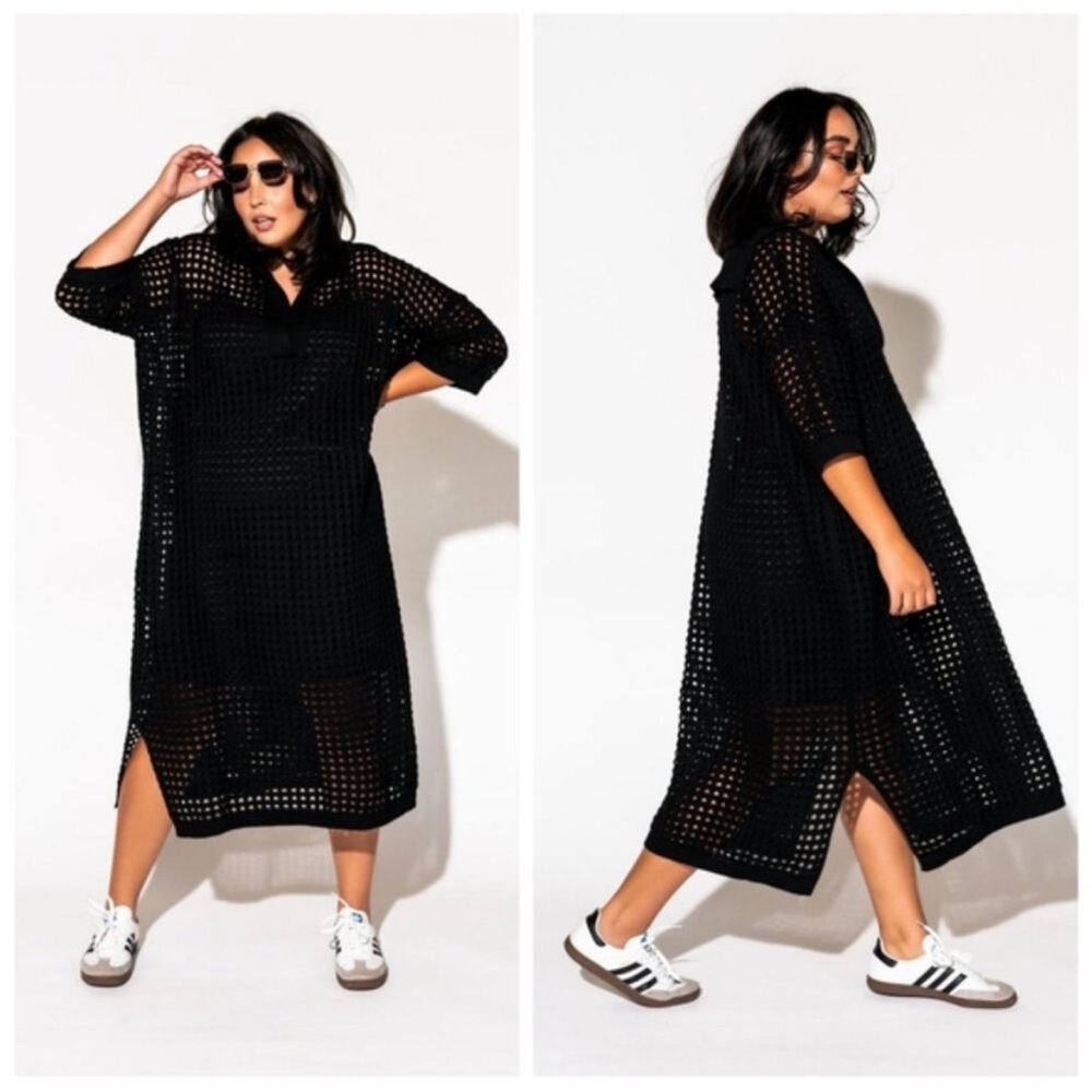 NEW Dressed in Lala Be Bold Oversized Knit Dress + Slip in Black Size S/M - Picture 3 of 7